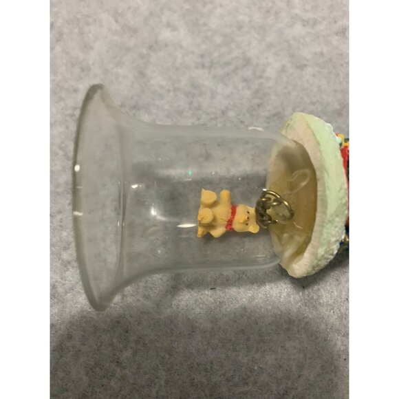 Christmas Tree Bell Glass Dome Teddy Bear Hanging - Picture 5 of 5